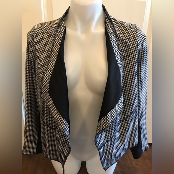 Contemporaine Houndstooth Open Face black White Blazer size 4 - Picture 6 of 9